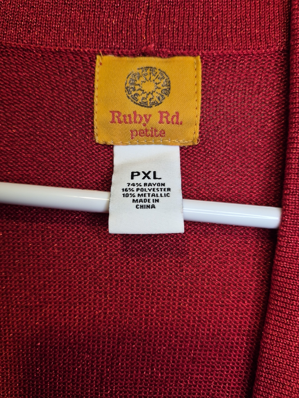 Ruby Rd. Shimmering Red Open-Front Cardigan Retail $75.50 - Picture 3 of 3